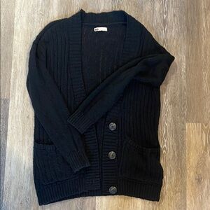 SO Black Cable-Knit Cardigan Sweater